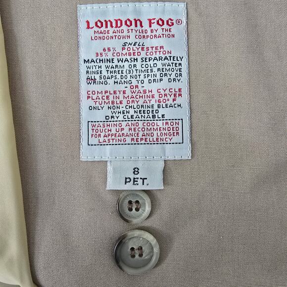 Vintage London Fog Iconic Trench Coat 8 Pet Double Breasted Belted Union Made 8P - Picture 10 of 12